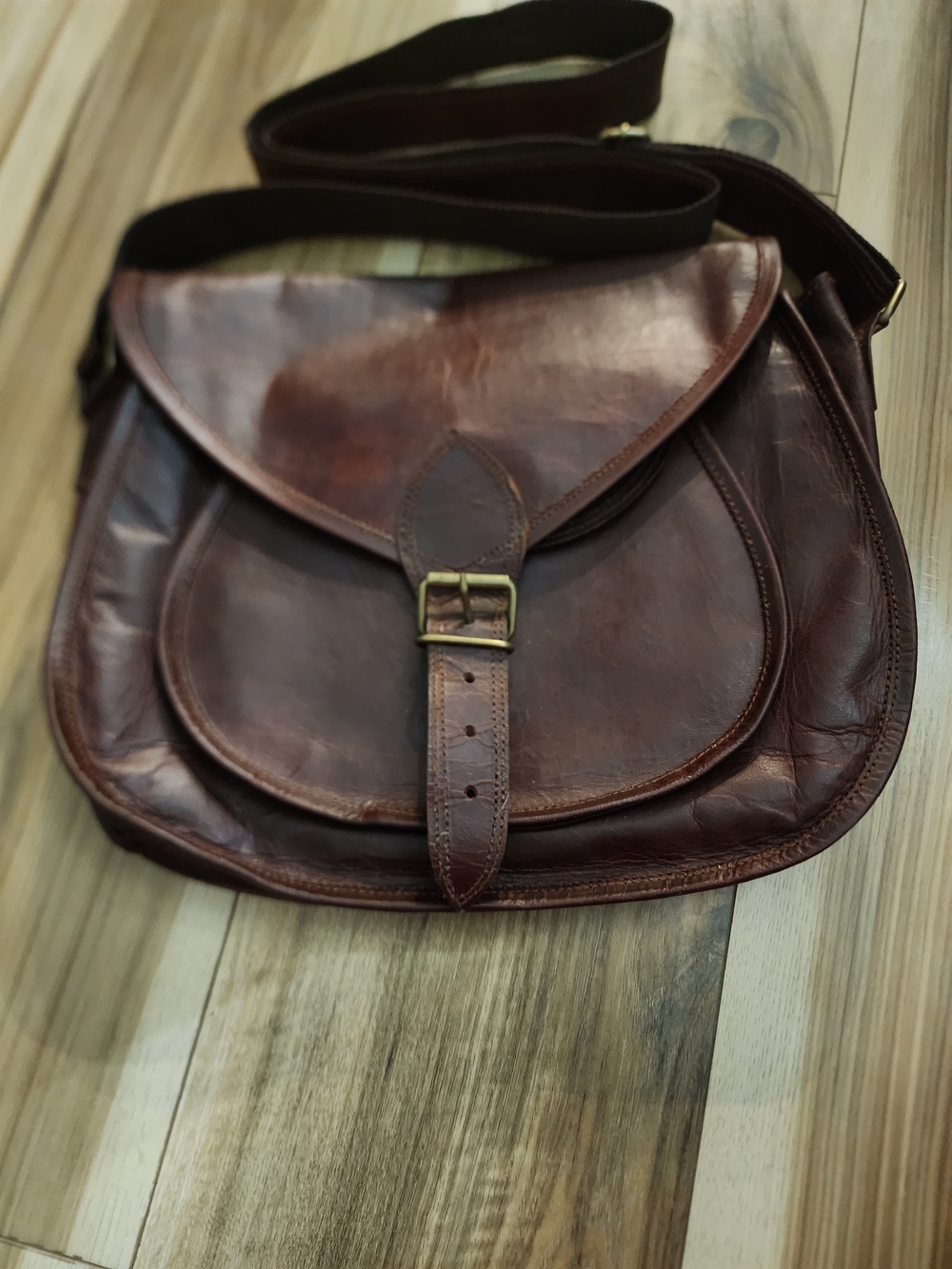 Vintage Brown Leather Messanger Crossbody Satchel